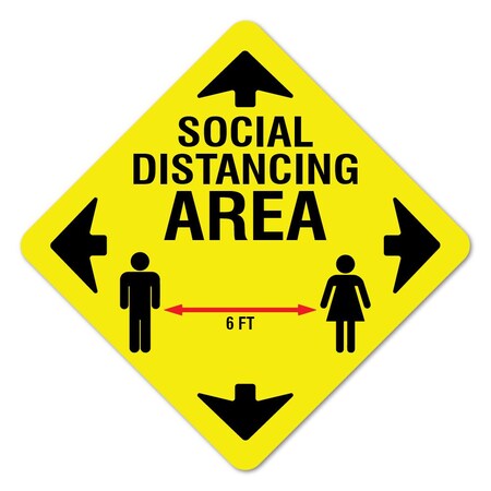 Signmission Social Distance Area 6 Ft Non-Slip Floor Graphic, 7in Vinyl Decal, 7" x 7", FD-X-7-99990 FD-X-7-99990